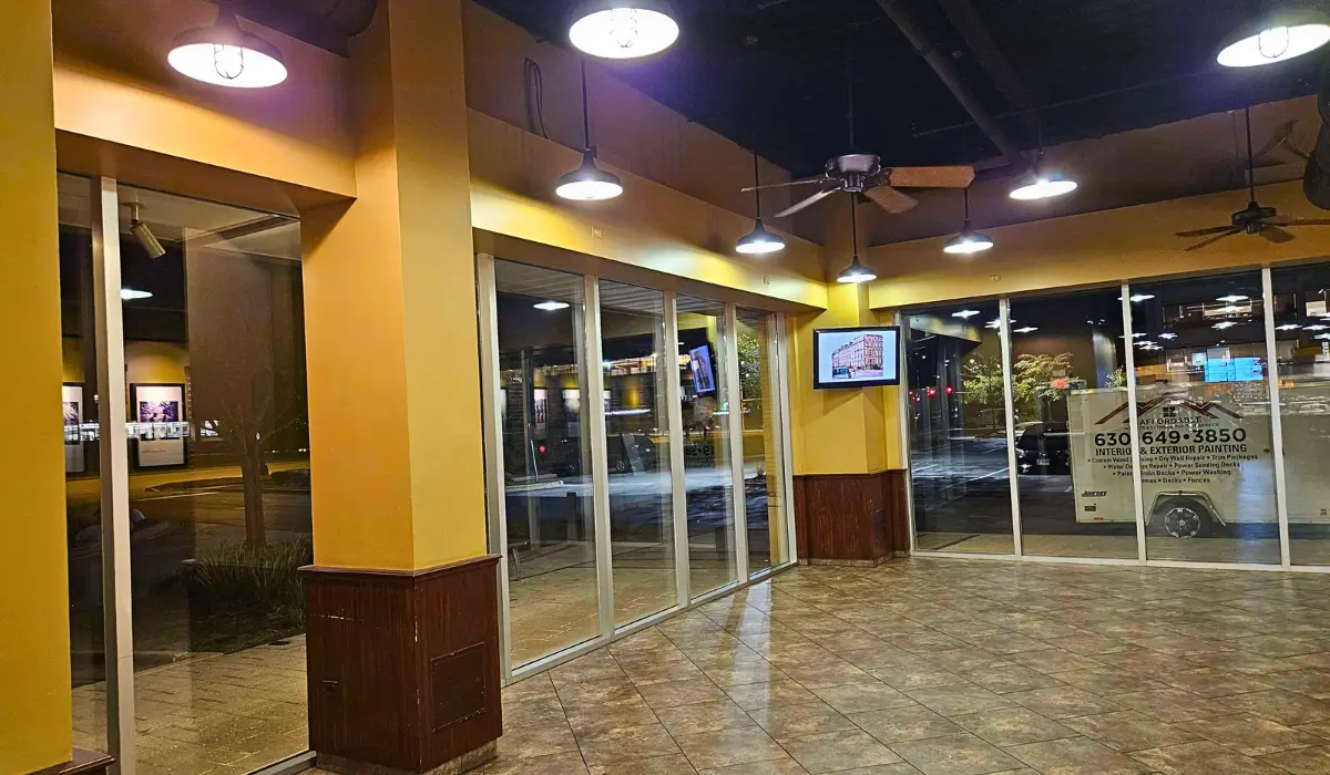 Finished commercial building following a professional repaint completed before year-end in Chicagoland