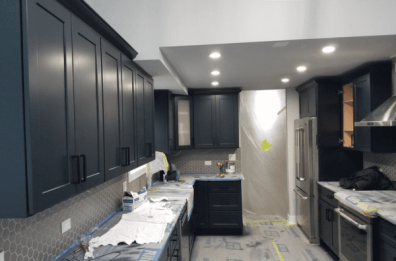 kitchen cabinet painting and refinishing project in Glen Ellyn